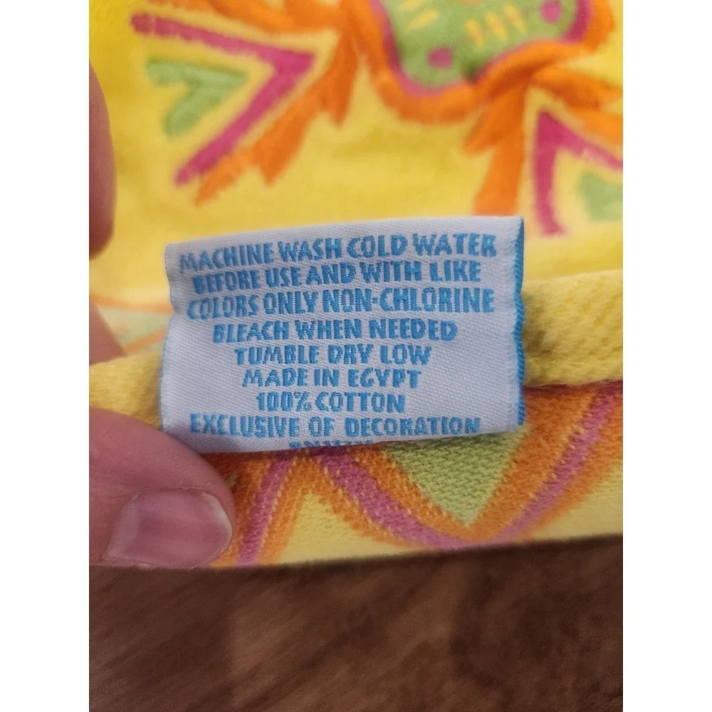 Lot Of 2 X-Large 100% Cotton Beach Towels‎ Green Sea Turtle & Yellow Aztec Print
